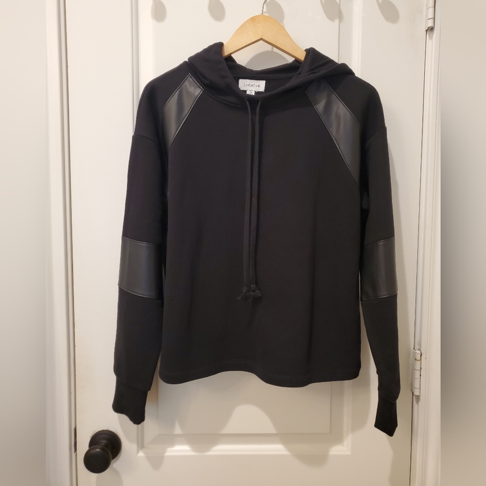 Evereve Women's Nickie Faux Leather Hoodie Black Size Medium